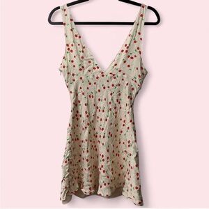 Zara Cream Cherry Print Mini Dress